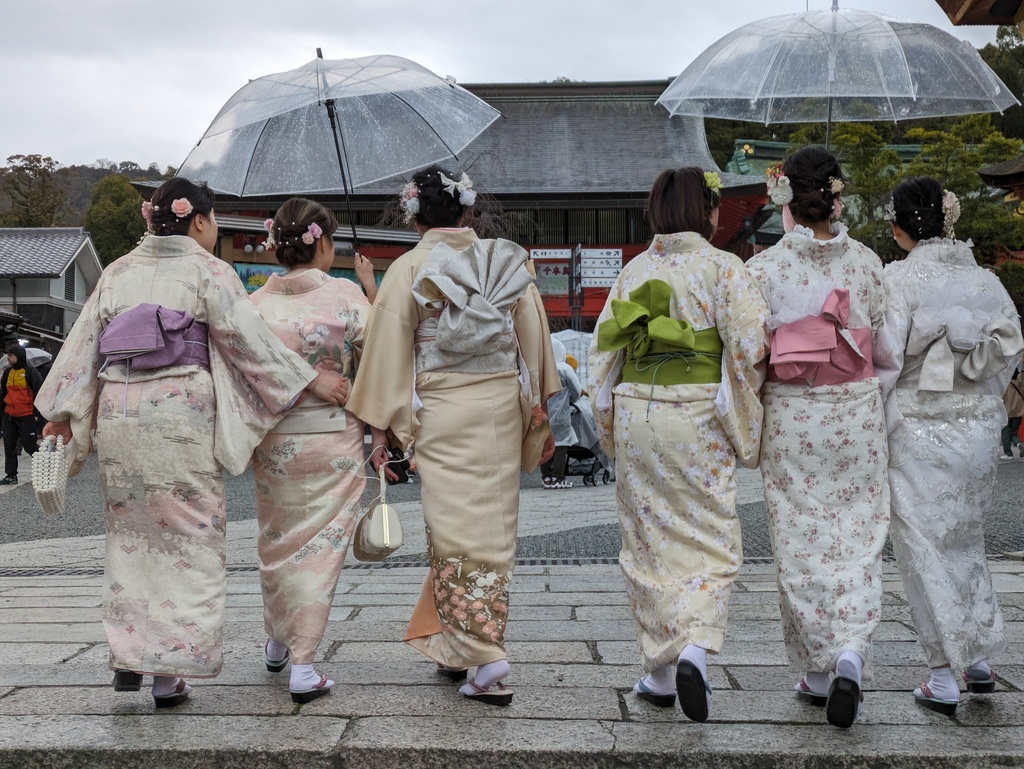 Girls wearing kimonos