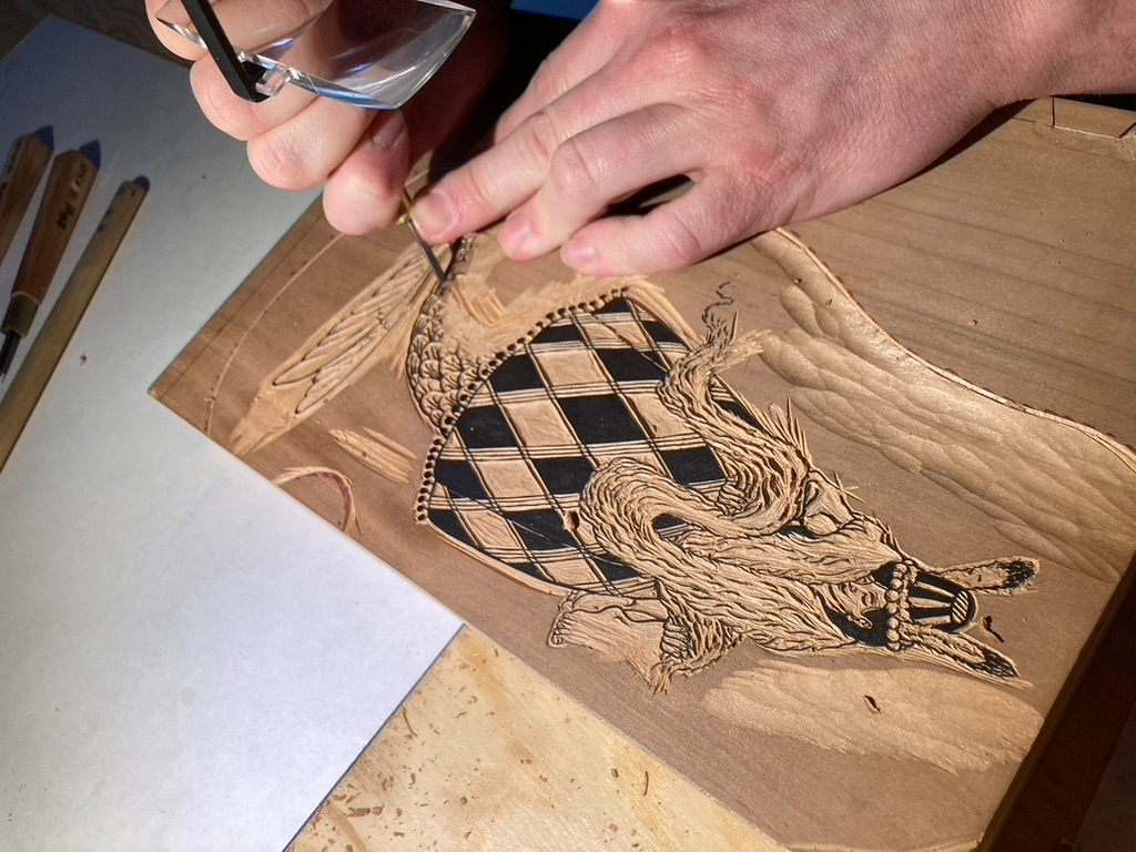 Carving the mokuhanga magic mermaid